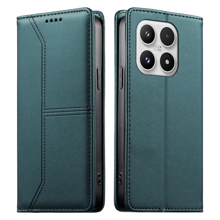 For Xiaomi 17 Stitched Line Magnetic RFID Vegan Leather Phone Case(Green)