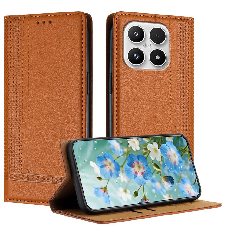 For Xiaomi 17 Stitching Design Scratch-Resistant Vegan Leather Phone Case(Brown)