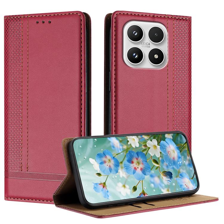For Xiaomi 17 Stitching Design Scratch-Resistant Vegan Leather Phone Case(Red)