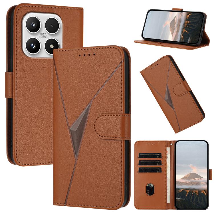 For Xiaomi 17 Triangle Pattern Buckle Clasp Leather Phone Case(Brown)