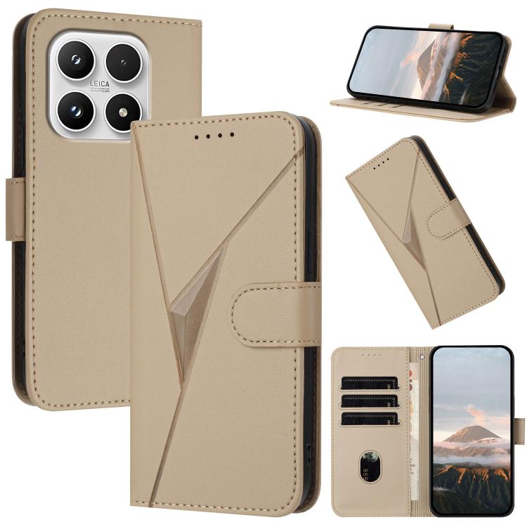 For Xiaomi 17 Triangle Pattern Buckle Clasp Leather Phone Case(Gold)