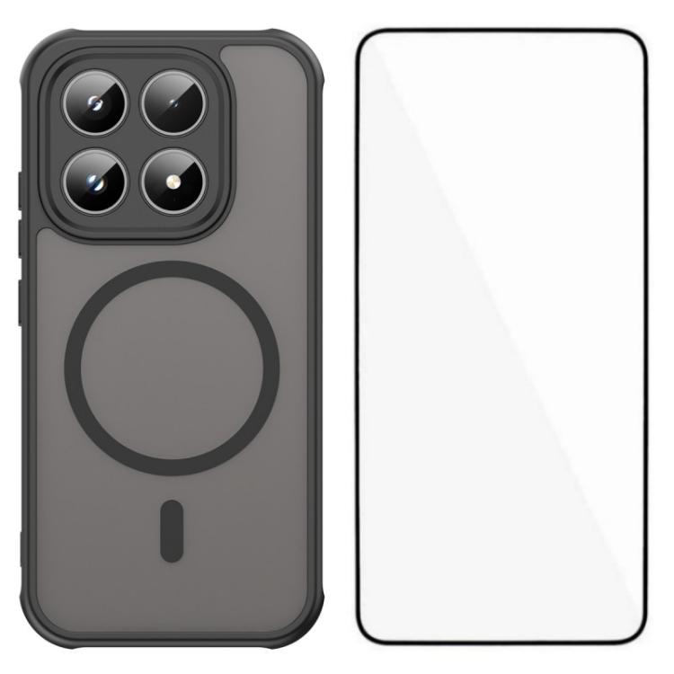 For Xiaomi 17 WANLONFENG FD Series Skin Touch Magnetic Phone Case with Screen Film(Black)