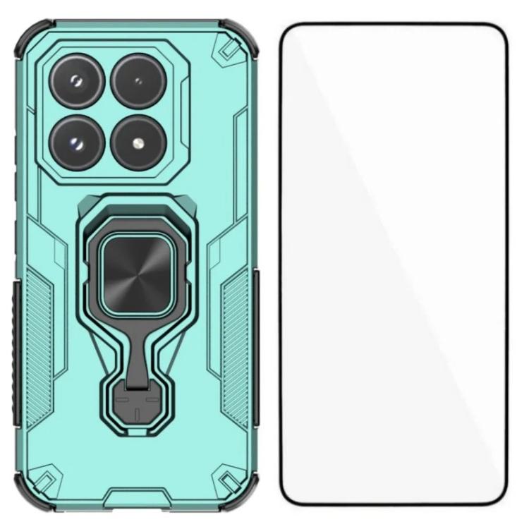 For Xiaomi 17 WANLONFENG Metal Kickstand Phone Case with Screen Protector(Green)
