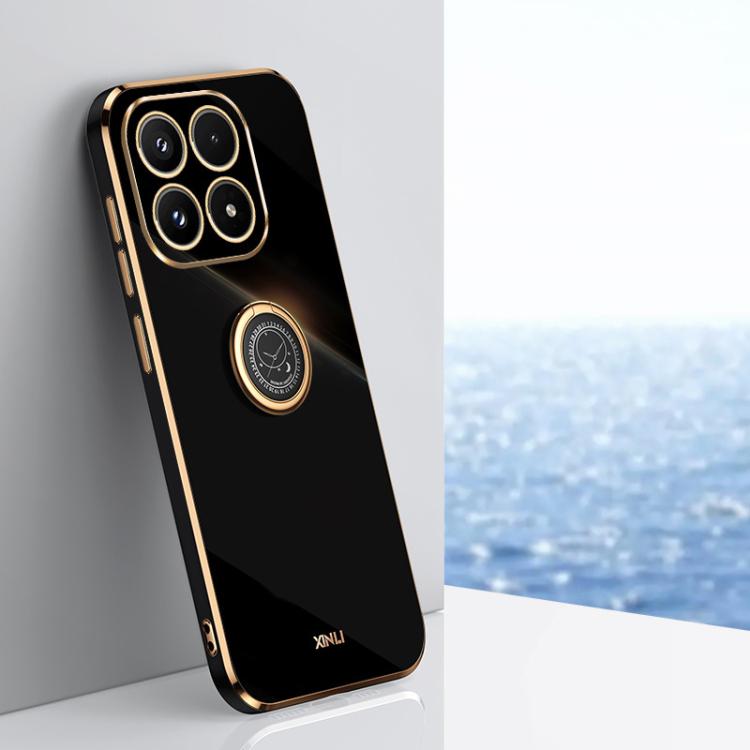 For Xiaomi 17 XINLI Straight Edge 6D Electroplate TPU Phone Case with Ring Holder(Black)