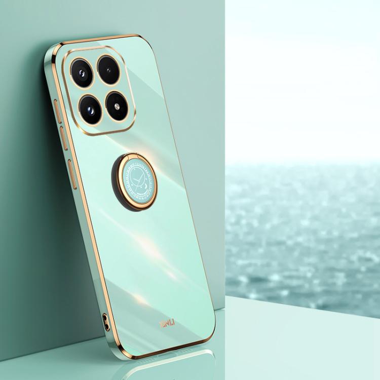 For Xiaomi 17 XINLI Straight Edge 6D Electroplate TPU Phone Case with Ring Holder(Mint Green)