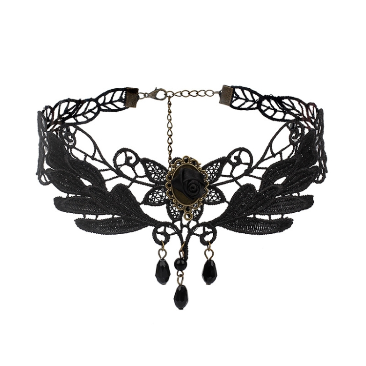 Fringe Lace Gothic Lolita Vintage Necklace, Style: 1535