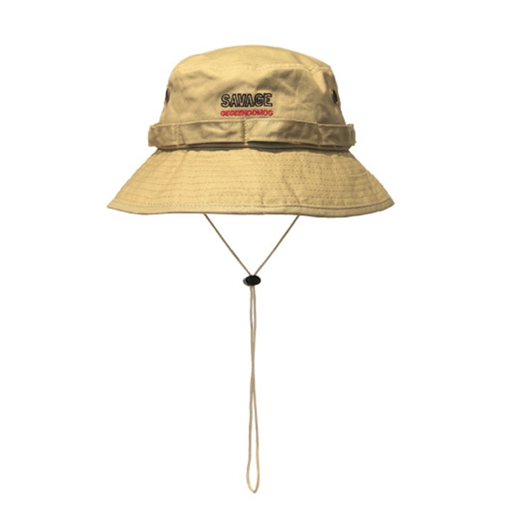 GEGEEN DOMOG Big Brim Bucket Hat Windproof Drawstring Retro Pot Hat(Khaki)
