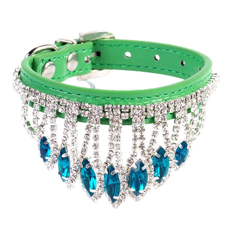 Gem Rhinestone Pet Collar Puppy Cat Pet Collar XS(Green)