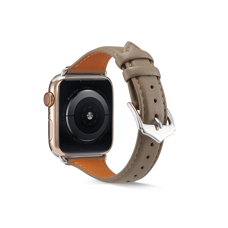 Genuine Leather Watch Band For Apple Watch Series 7 41mm / 6 & SE & 5 & 4 40mm / 3 & 2 & 1 38mm(Grey)