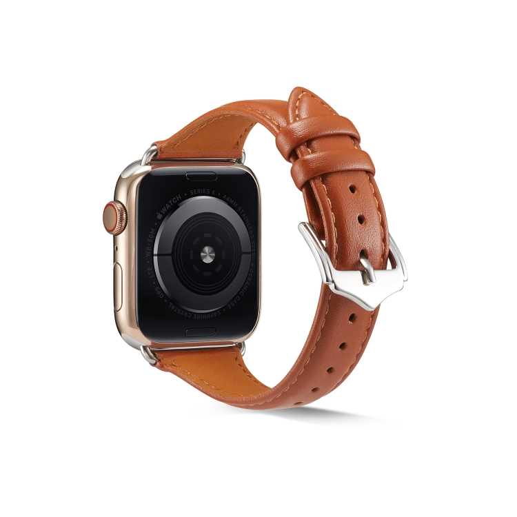 Genuine Leather Watch Band For Apple Watch Ultra 49mm&Watch Ultra 2 49mm / Series 9&8&7 45mm / SE 3&SE 2&6&SE&5&4 44mm / 3&2&1 42mm(Brown)