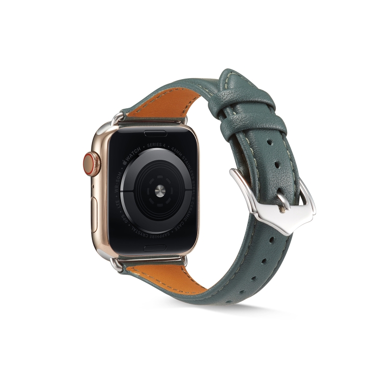 Genuine Leather Watch Band For Apple Watch Ultra 49mm&Watch Ultra 2 49mm / Series 9&8&7 45mm / SE 3&SE 2&6&SE&5&4 44mm / 3&2&1 42mm(Green)