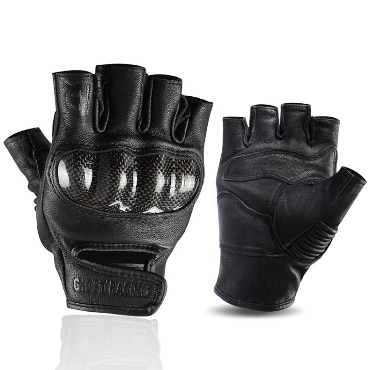 GHOST RACING GR-BZ01 Summer Off-road Riding Protective Breathable Motorcycle Half-finger Gloves, Size:L(Black)