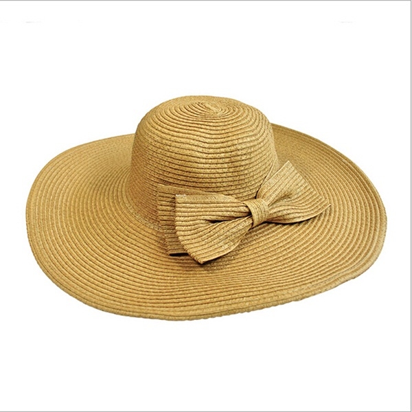 Girls Large Wide Brim Vintage Floppy Summer Beach Sports Cap Straw Hat Summer Travel Hat(Khaki)