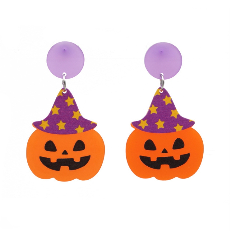 Halloween Acrylic Earrings Personality Festive Jewelry, Style: E000165 Star Hat