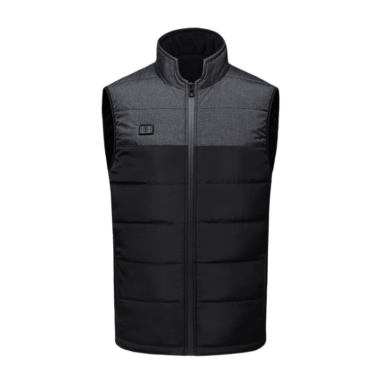 Heated Vest Electric Heating 3 Constant Temperature Warm Cotton Jacket, Size: L(Black-4 Zones Heating)