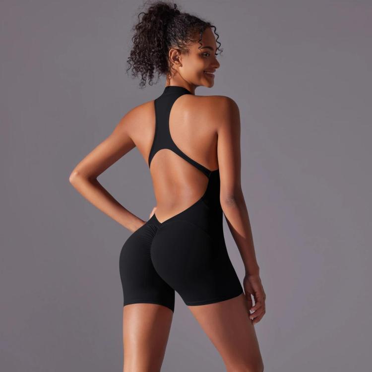 High-Intensity Tight-Fitting Backless Bodysuit/Yoga Wear, Size: M(Black)
