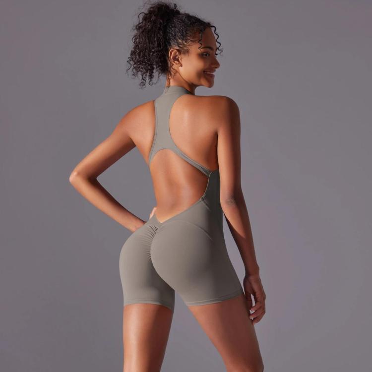 High-Intensity Tight-Fitting Backless Bodysuit/Yoga Wear, Size: M(Moonstone)