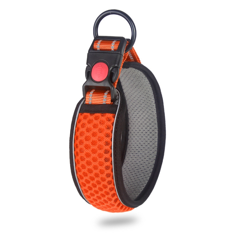 Honeycomb Net Dog Collar Neck Collar Breathable Reflective Anti-Strangle Collar L(Fluorescent Orange)