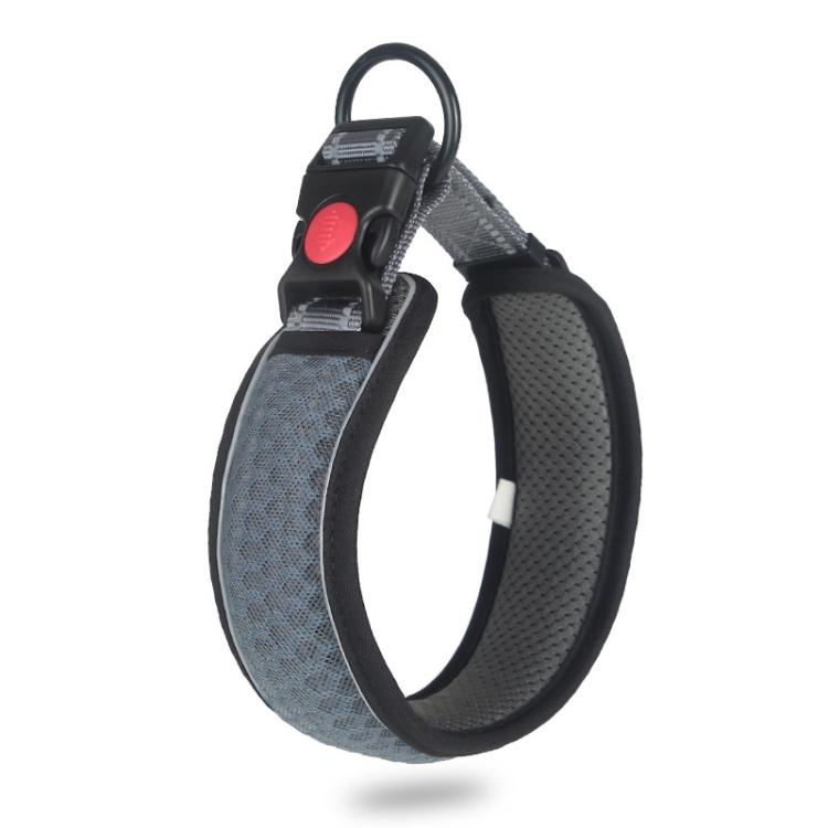 Honeycomb Net Dog Collar Neck Collar Breathable Reflective Anti-Strangle Collar S(Gray)