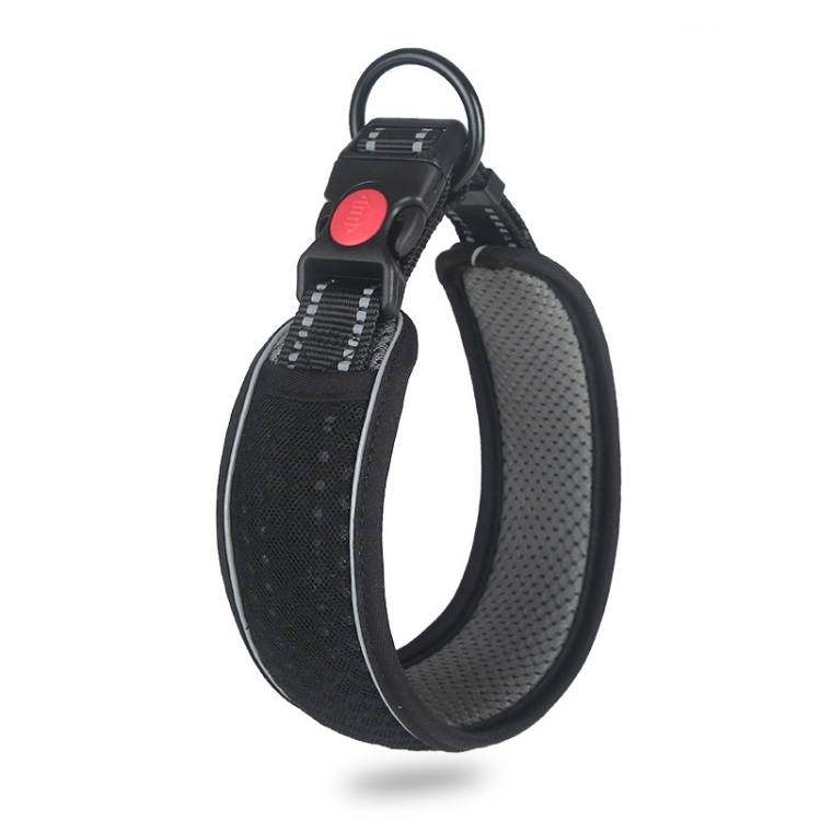 Honeycomb Net Dog Collar Neck Collar Breathable Reflective Anti-Strangle Collar XL(Black)