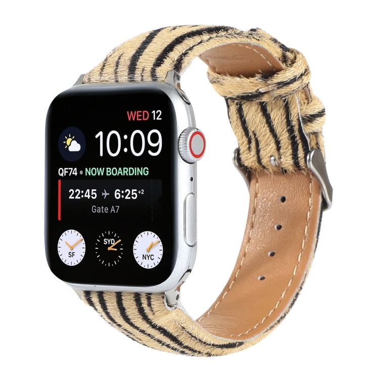 Horsehair Fluffy Leopard Print Leather Watch Band For Apple Watch Ultra 49mm&Watch Ultra 2 49mm / Series 9&8&7 45mm / SE 3&SE 2&6&SE&5&4 44mm / 3&2&1 42mm(4)