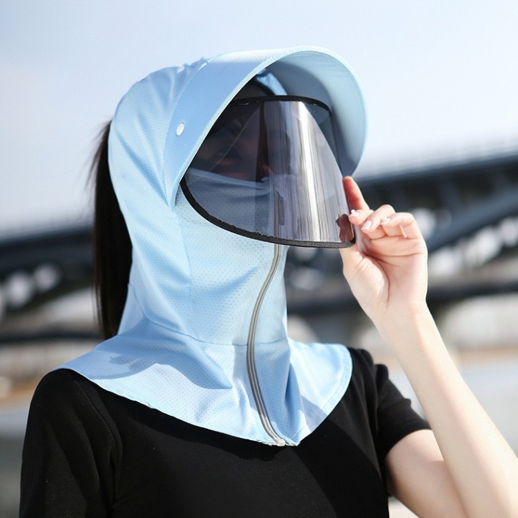 Ice Silk Sun Shade Hat Summer Face Mask Hat Cycling Sun Hat, Size: One Size(Sky Blue)