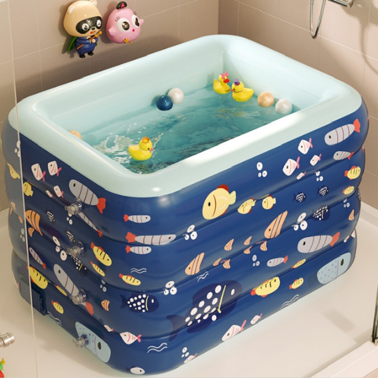 Inflatable Swimming Pool Large Outdoor PVC Pool Children Household Swimming Pool, Size:1.8m Four Layers(Dark Blue)