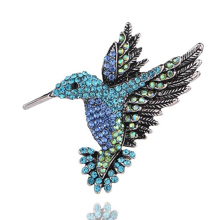 Inlaid Bee Bird Brooch Personality Clothing Pins Scarf Buckle(Blue)