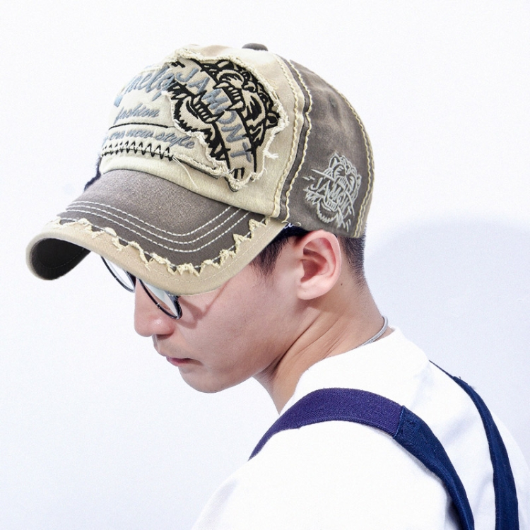 JAMONT 12970 Tiger Head Pattern Sun Hat Embroidery Baseball Cap Cotton Outdoor Leisure Cap, Size:One Size(Grey)