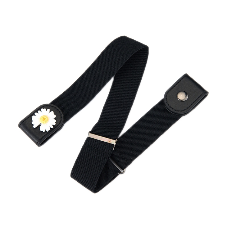 Jeans Non-Marking Invisible Elastic Canvas Lazy Belt(Black Daisy)