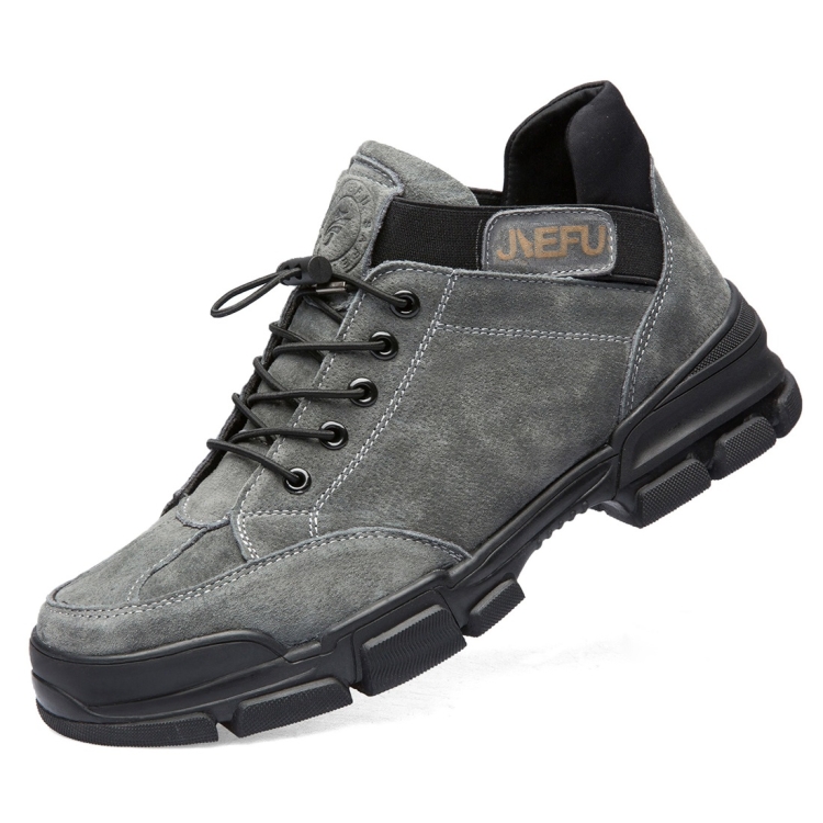 Jiefu Anti Smashing, Anti Piercing, Waterproof And Oil Resistant Electric Welding High Top Safety Shoes (Color:Grey Size:42)