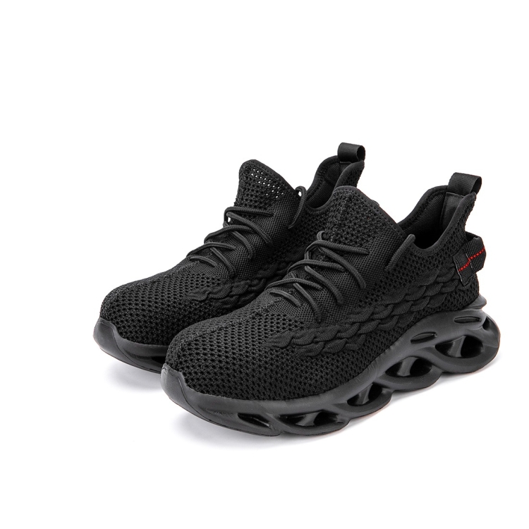 Jiefu Breathable Flying Fabric Anti Smashing And Anti Piercing Insulating Safety Shoes (Color:Black Size:42)