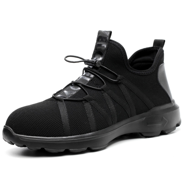 Jiefu Light And Breathable Flying Fabric All Black Anti Smashing And Anti Piercing Electrical Insulation Protection Safety Shoes (Color:Black Size:39)