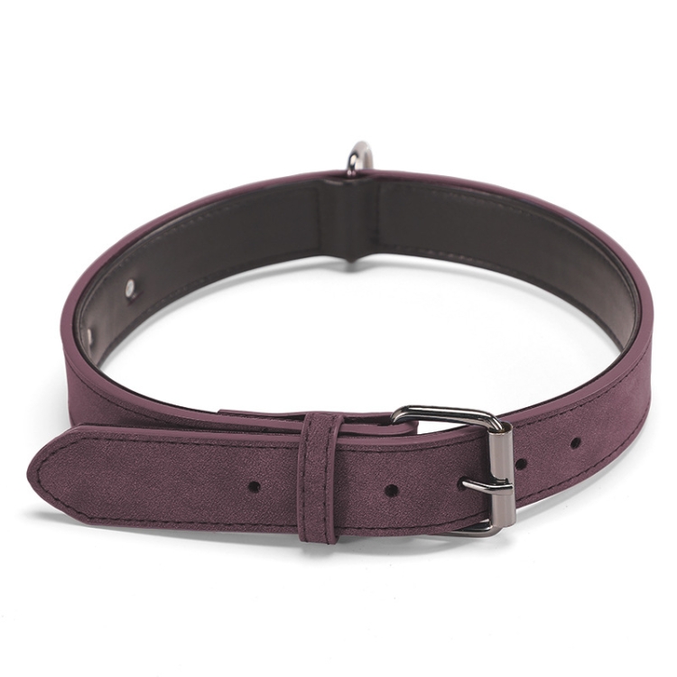 JINMAOHOU Dogs Double-Layer Leather Collar, Specification: M 49x2.7cm(Purple)
