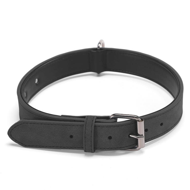 JINMAOHOU Dogs Double-Layer Leather Collar, Specification: XS 34x1.7cm(Black)