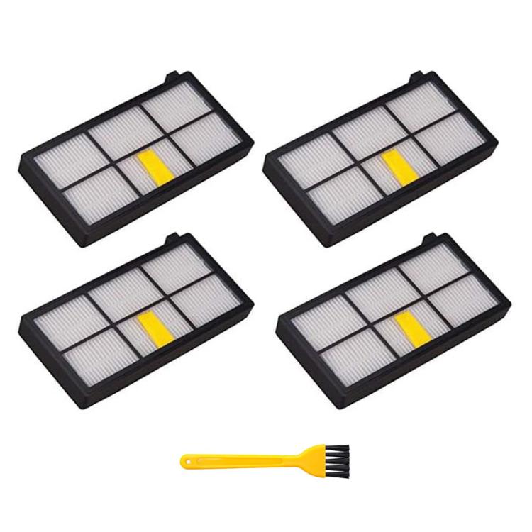 JUNSUNMAY 4pcs Sweeper Clean Filter with Brush for iRobot Roomba 800 / 900 Series