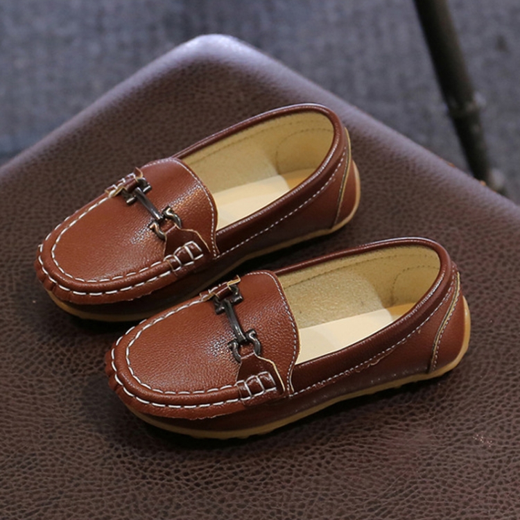 K3 Lightweight Anti-Skid Dance Bean Shoes Children Small Leather Shoes, Size: 21(Brown)