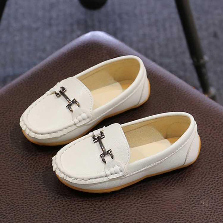 K3 Lightweight Anti-Skid Dance Bean Shoes Children Small Leather Shoes, Size: 33(White)