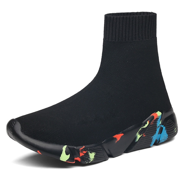 Knit Upper Breathable Sport Sock Boots Chunky Sneakers High Top Running Shoes for Men / Women, Shoe Size:36(Camouflage)