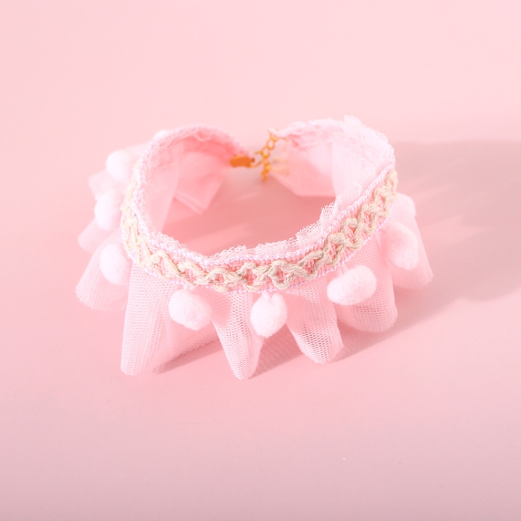 Lace Pet Adjustable Collar Cat Dog Photo Accessories, Size:M 25-30cm(Pink)