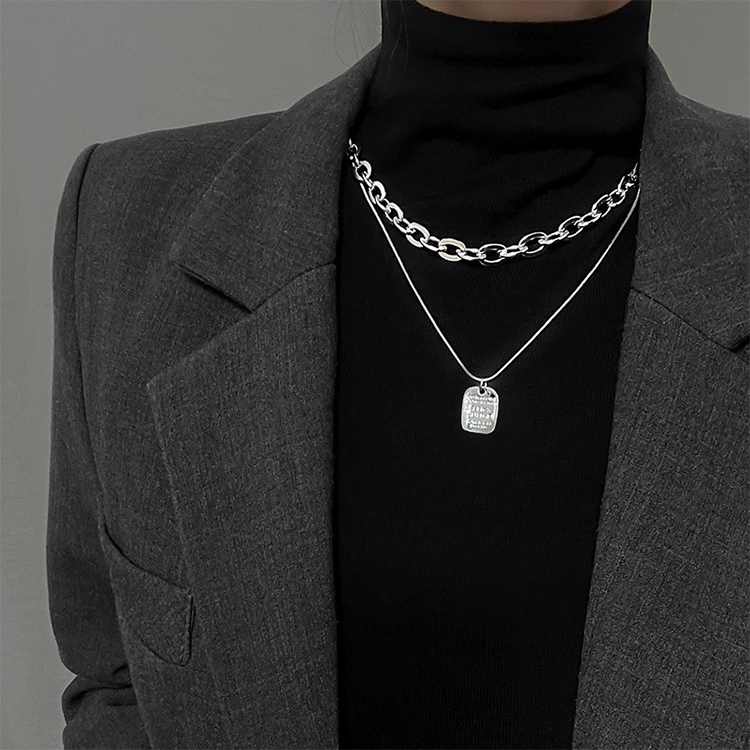 Ladies Alphabet Versatile Titanium Steel Necklace Twist Chain, Specification:XL1437