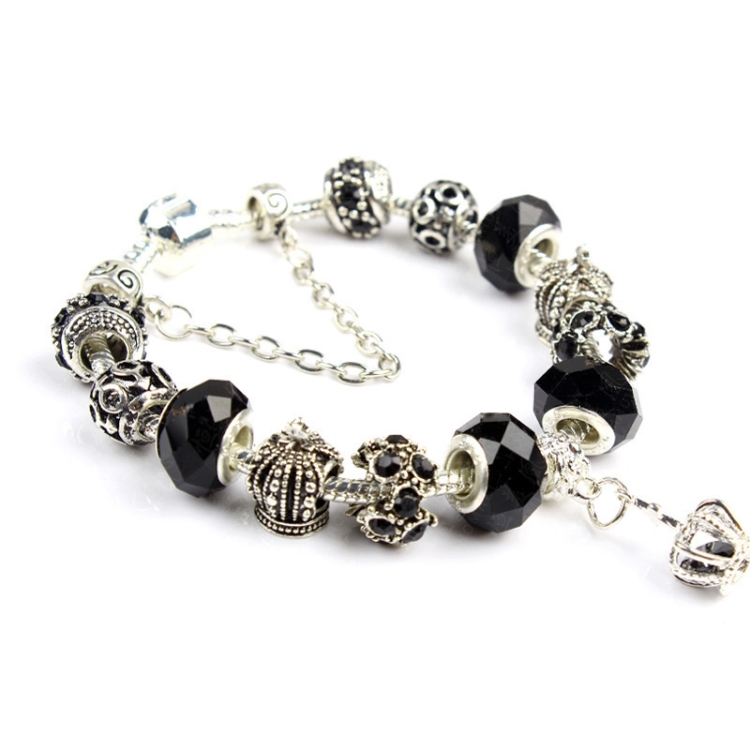Ladies Crown Colorful Crystal Beaded Bracelet Handmade Glass Bead Bracelet Length: 19cm(DZ29)