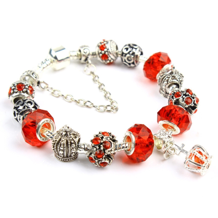 Ladies Crown Colorful Crystal Beaded Bracelet Handmade Glass Bead Bracelet Length: 20cm(DZ31)
