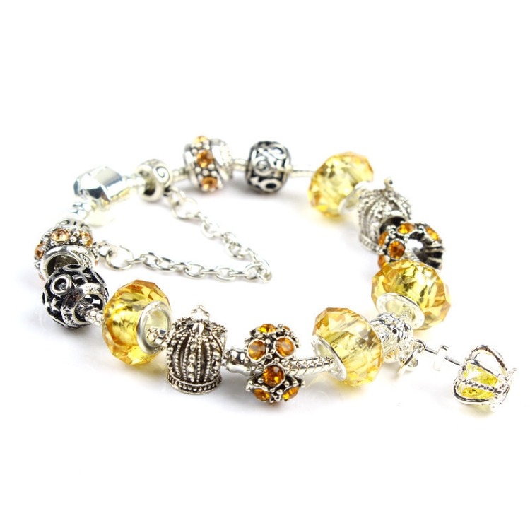 Ladies Crown Colorful Crystal Beaded Bracelet Handmade Glass Bead Bracelet Length: 20cm(DZ32)