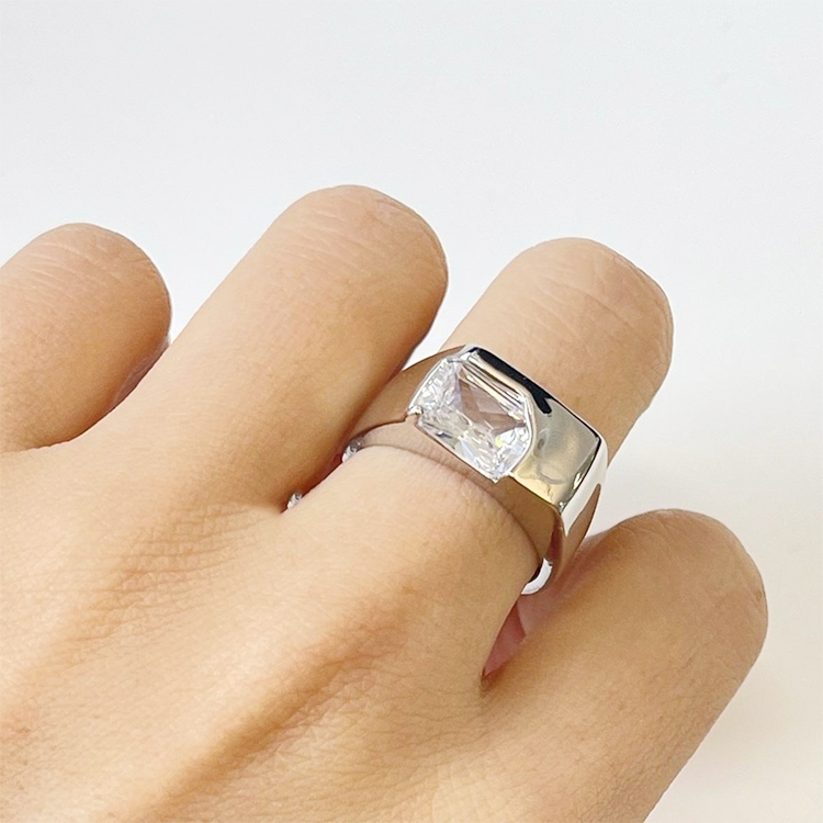 Ladies Light Luxury Green Diamond Geometric Ring, Specification:J3169