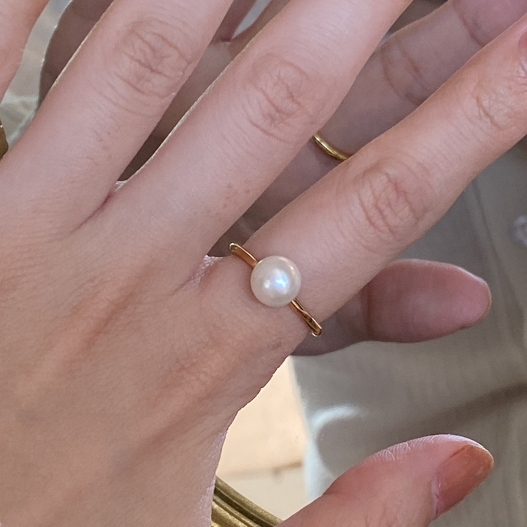 Ladies Light Luxury Pearl Butterfly Opening Adjustable Combination Ring, Specification:J3296