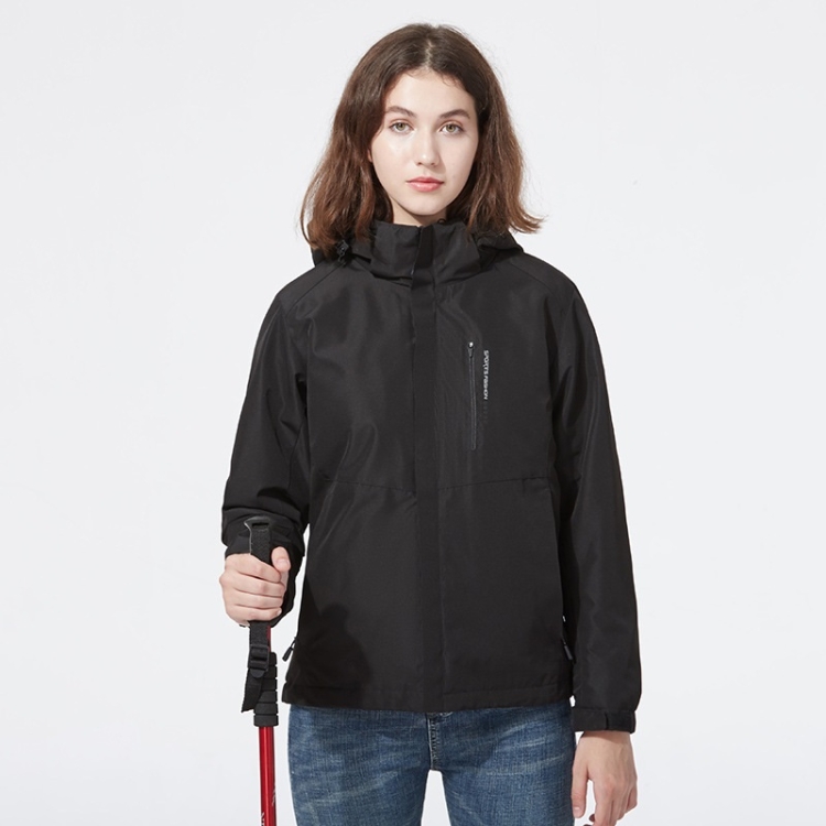 Ladys Detachable 3 in 1 Pair Of Waterproof, Windproof, Warm And Breathable Couples Stormsuit (Color:Black Size:XXXL)