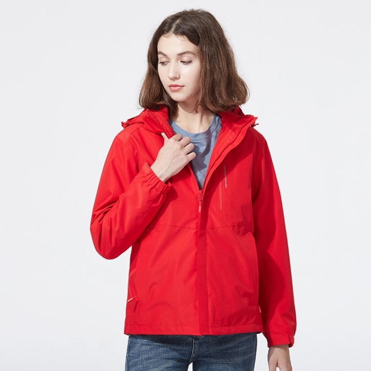 Ladys Detachable 3 in 1 Pair Of Waterproof, Windproof, Warm And Breathable Couples Stormsuit (Color:Red Size:L)