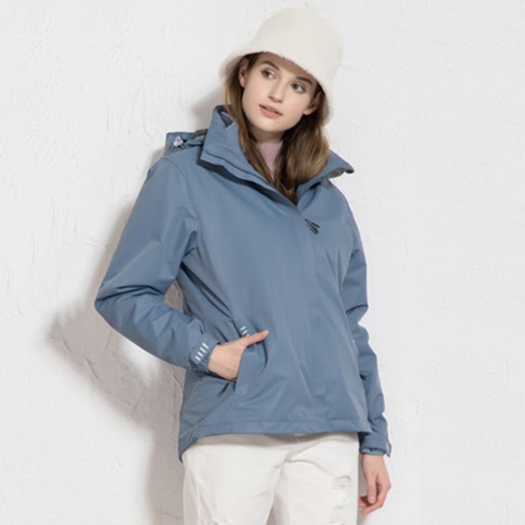 Ladys Detachable Two Piece Warm, Waterproof And Breathable Couples Stormsuit (Color:Fog Blue Size:XXXL)