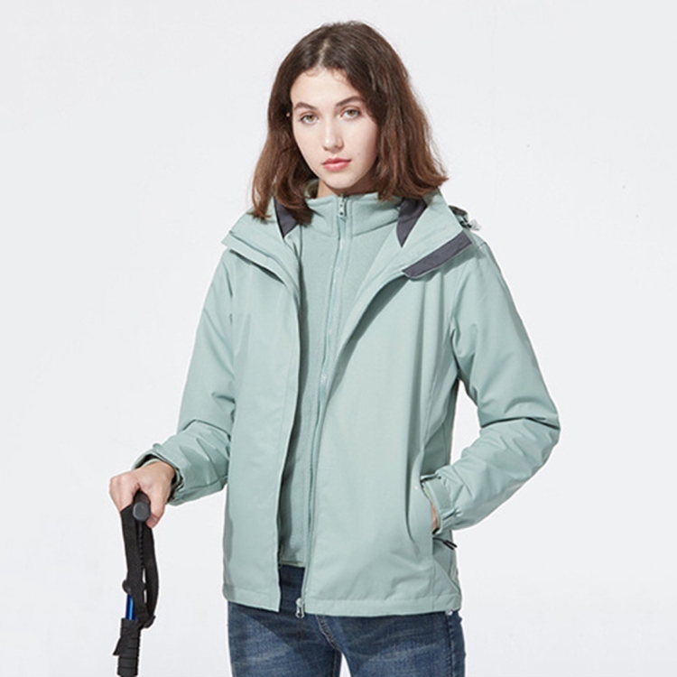 Ladys Detachable Two Piece Warm, Waterproof And Breathable Couples Stormsuit (Color:Green Size:L)